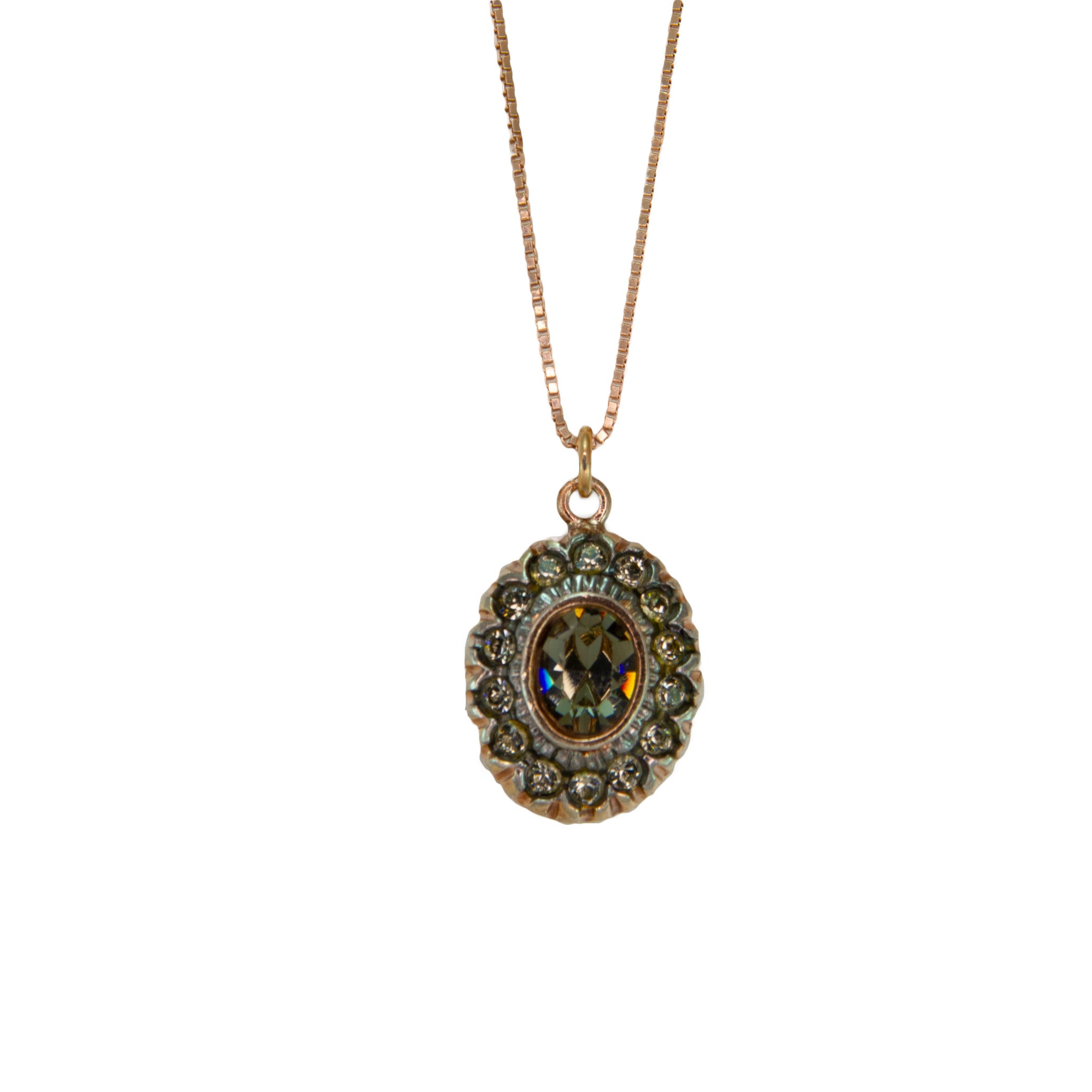 Fume Crystal Oval Pendant