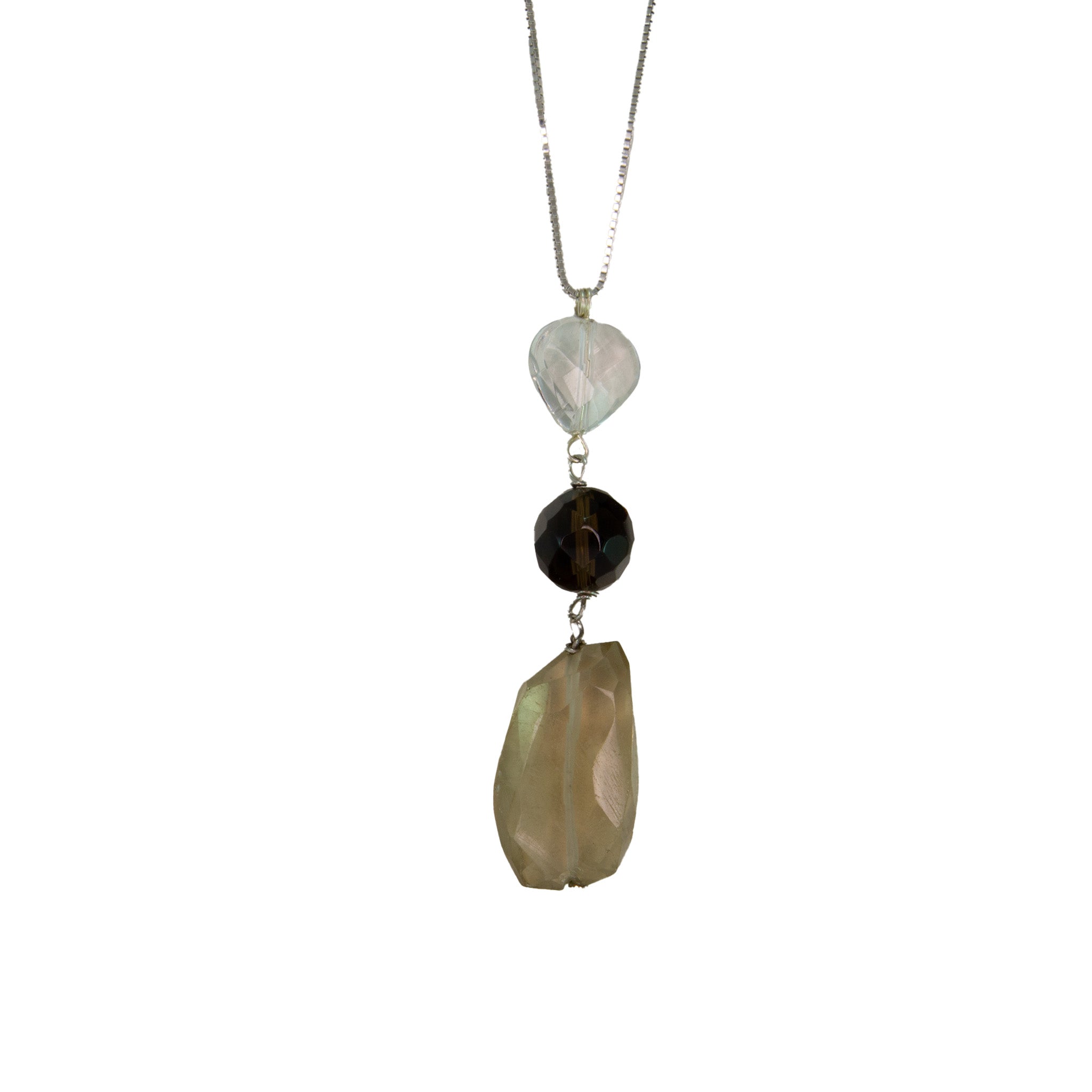 Smoky Quartz with Crystal Heart Pendant