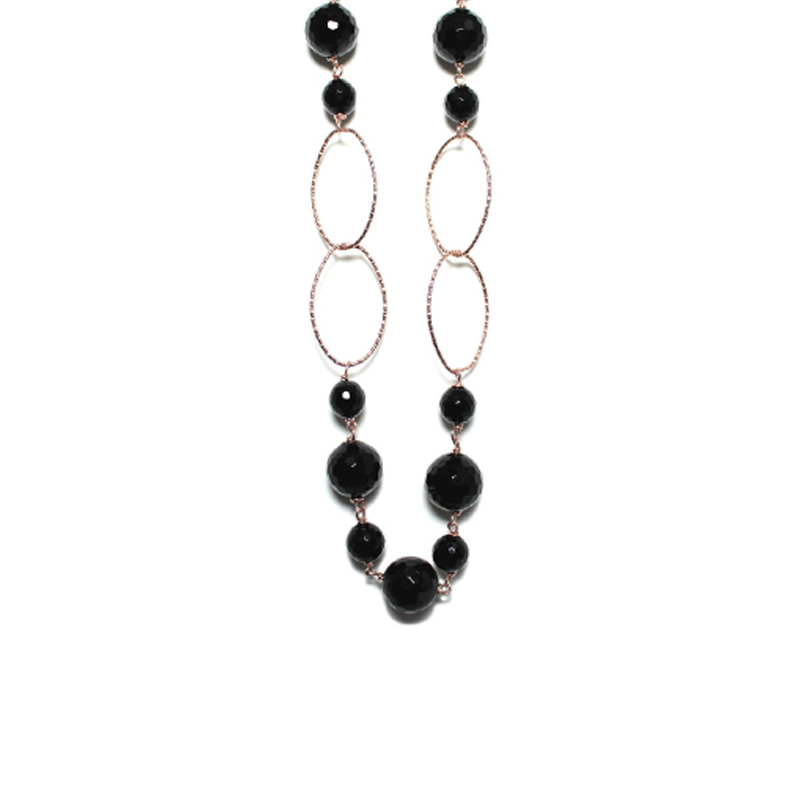 Black Agate & Rose Gold Necklace
