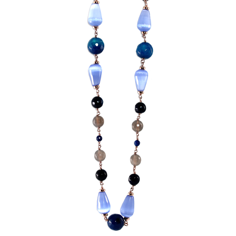 Blue Cat's Eye Necklace - 60cm