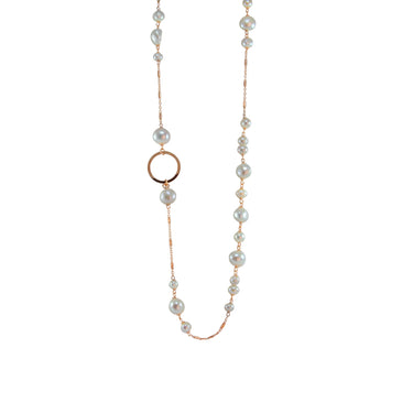 A white pearl and rose gold link necklace