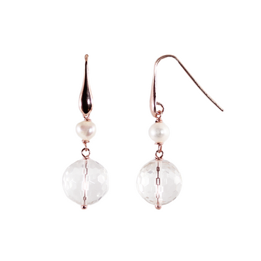 Crystal & Pearl Double Drop Earrings