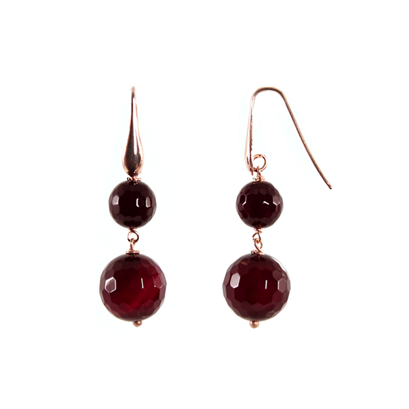 Ruby Agate Double Drop Earrings