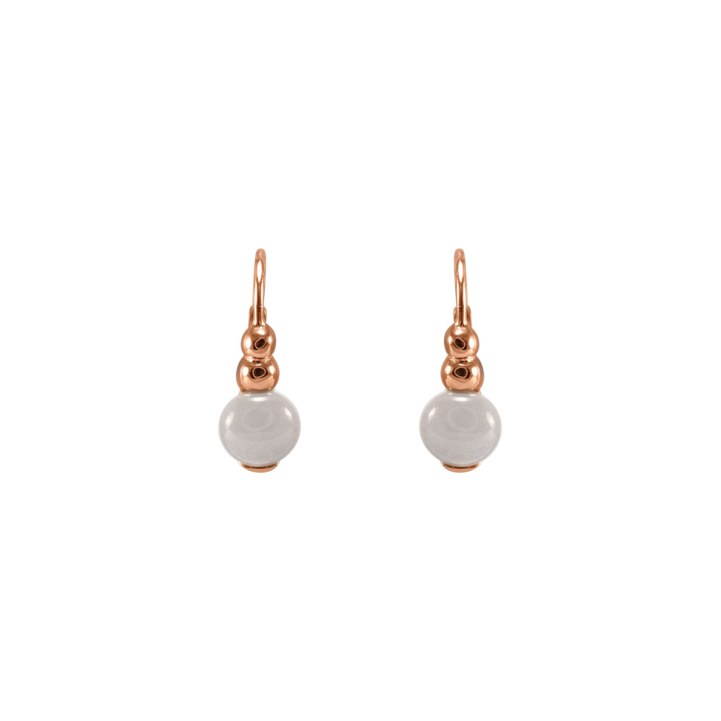 Round Grey Mother of Pearl Drop Earrings