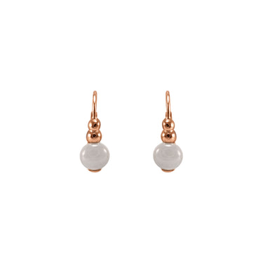 Round Grey Mother-of-Pearl Drop Earrings