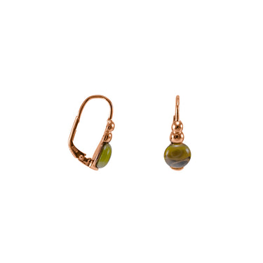 Round Olive Green Drop Earrings