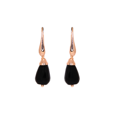 Small Black Agate Teardrop Earrings