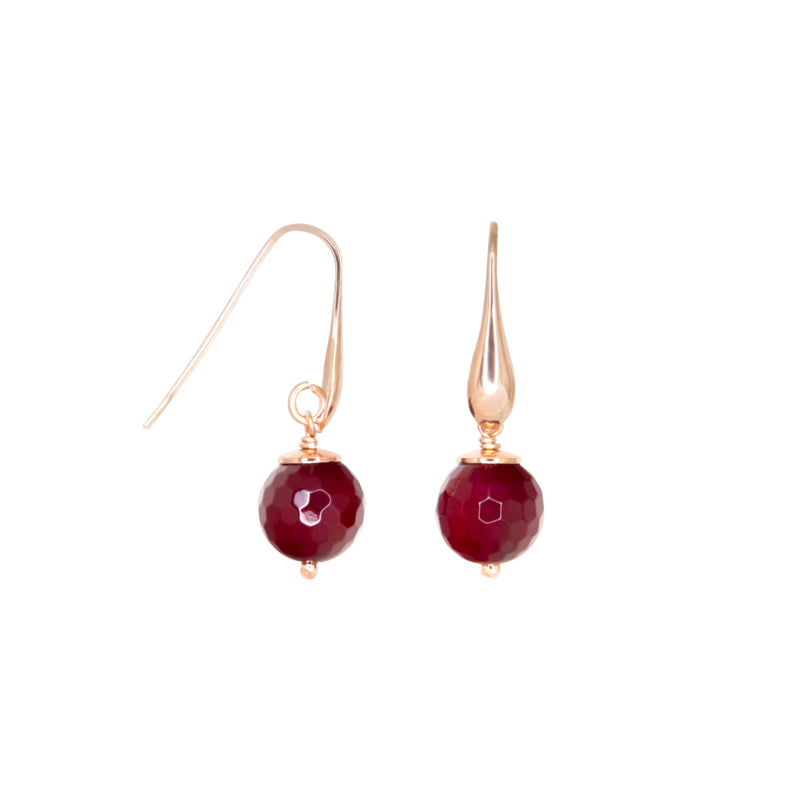 Ruby Agate Single Drop Earrings 10mm