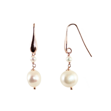 White Pearl Double Drop Earrings