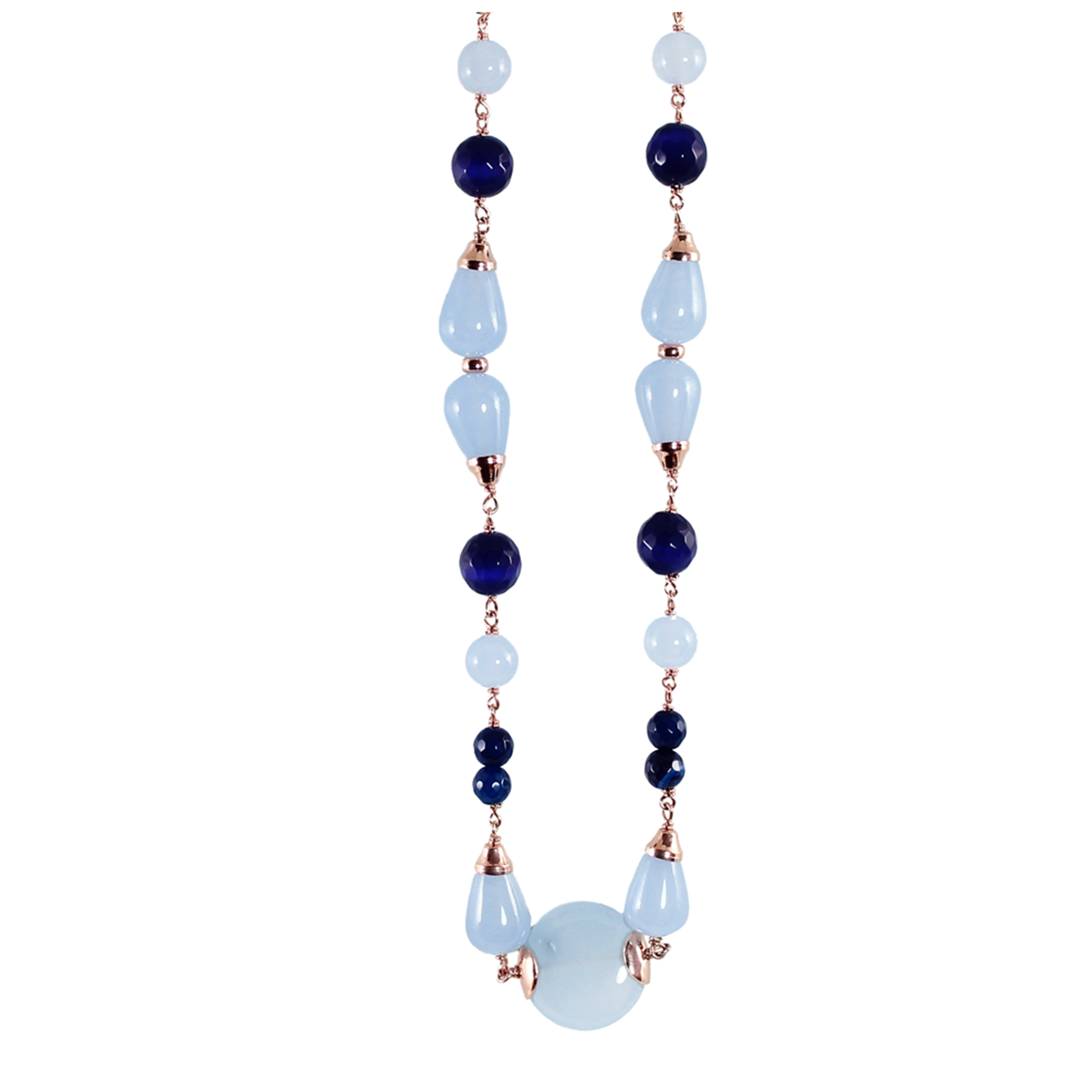 Petrol Blue Quartz & Light Blue Cats Eye Teardrop