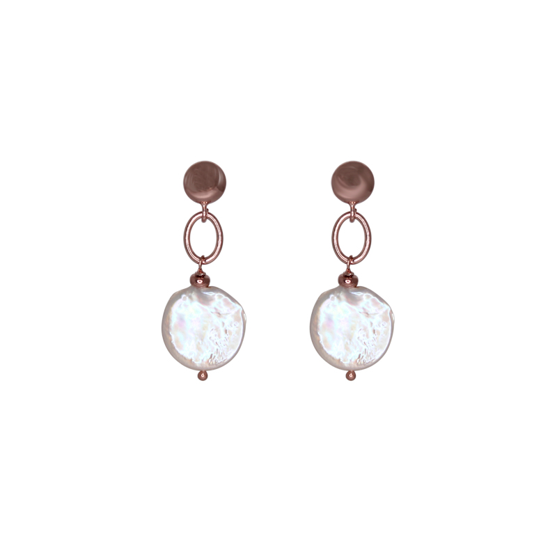 White Coin Pearl Drop Earrings