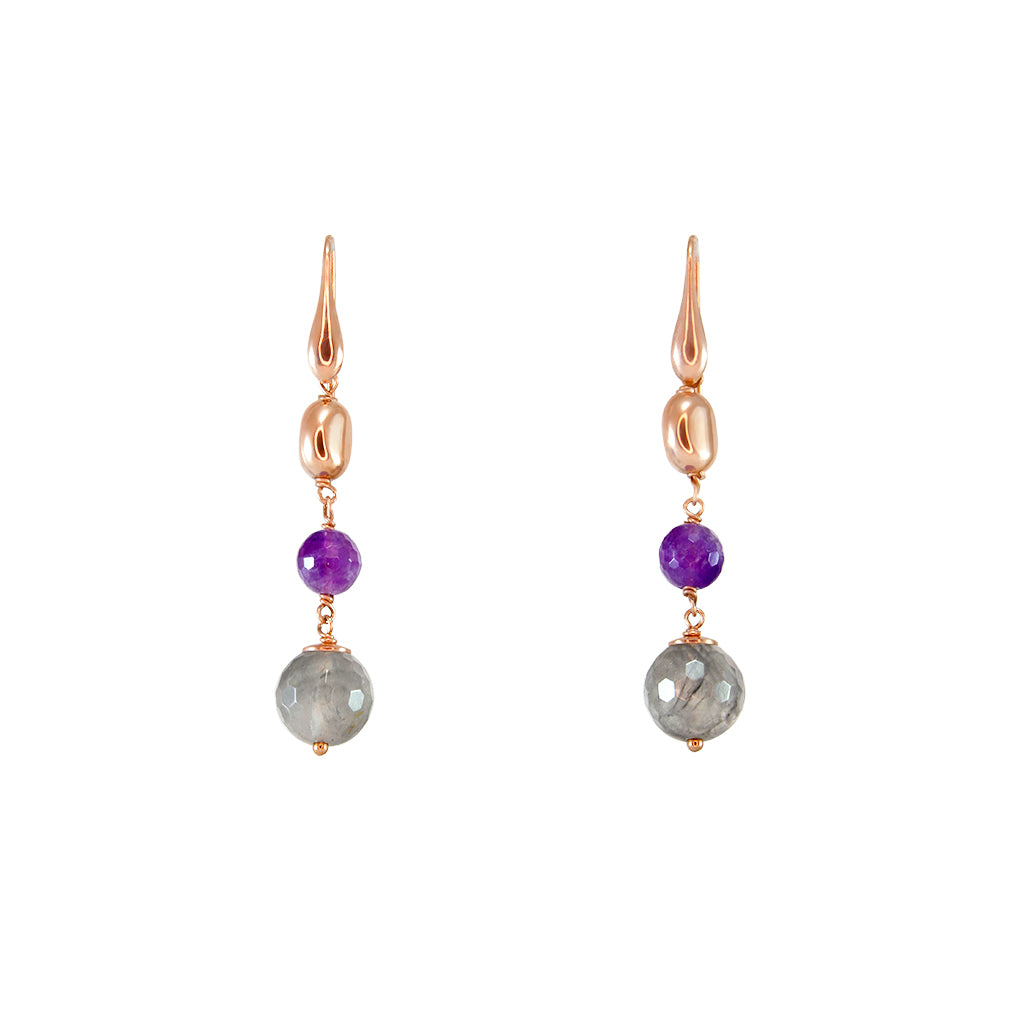 Amethyst and Quartz Drop Earrings