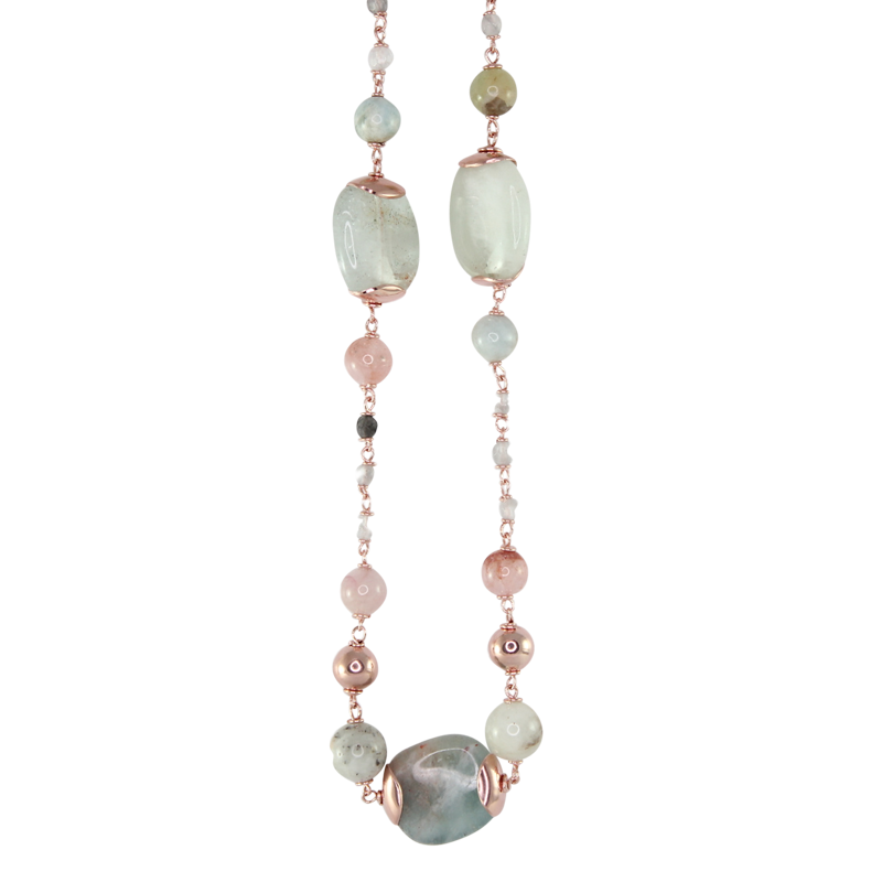Morganite & Rose Gold Necklace - 56cm