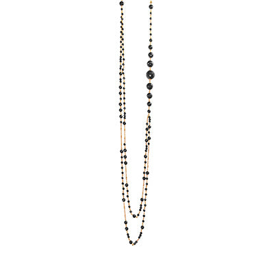 Black Agate Graduated Double Strand Necklace