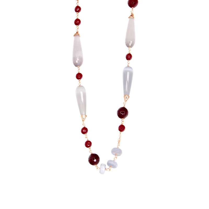 Grey Cat's Eye Necklace - 120cm
