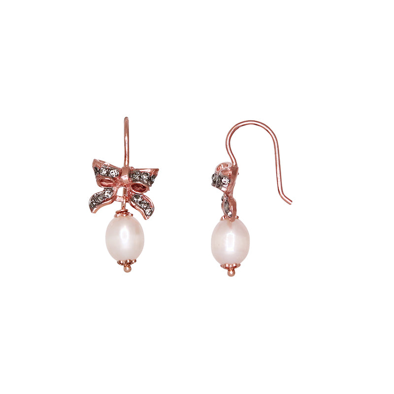 Bow Pearl Drop Earrings