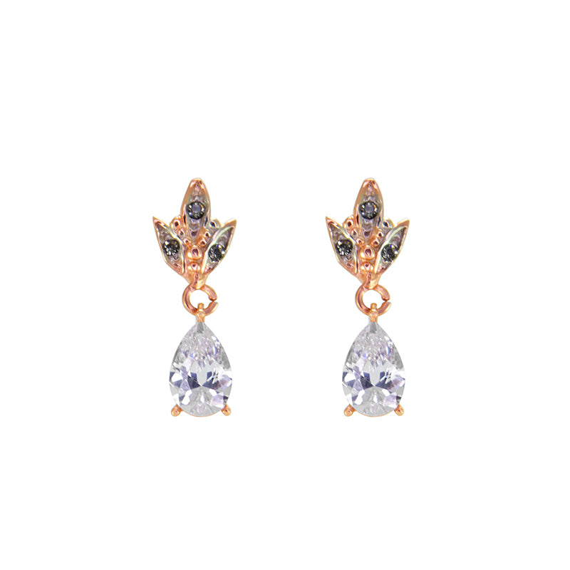 Fleur-de-Lis with Crystal Drop Earrings
