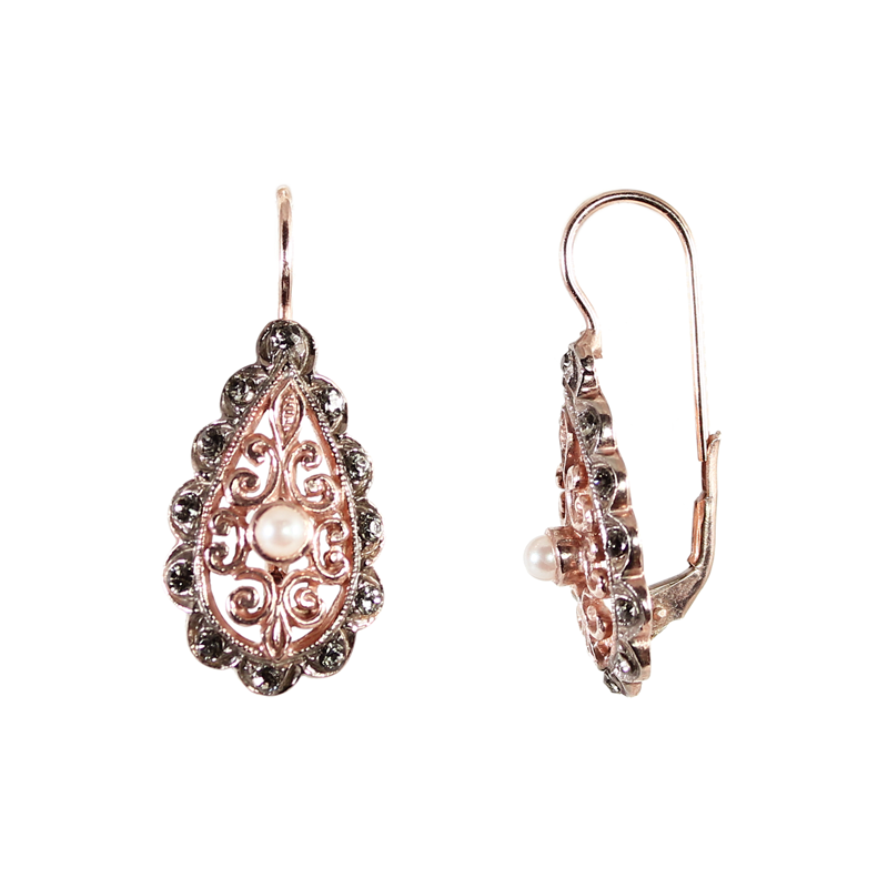 Pearl & Rose Gold Venetian Drop Earrings