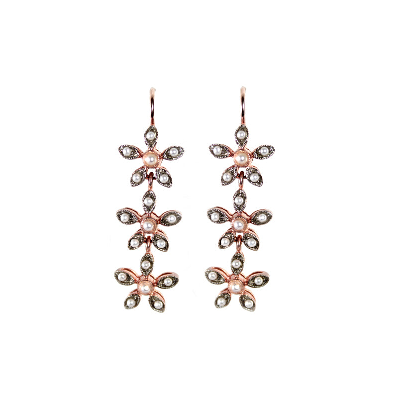 Pearl Flower Drop Earrings