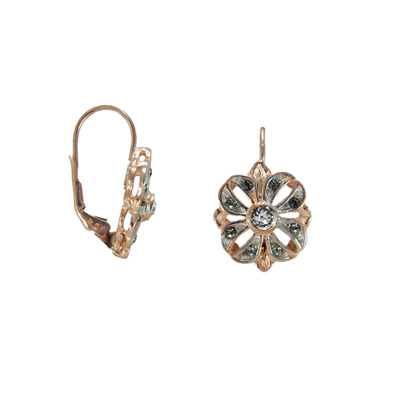 Fume Crystal Filigree Bow Earrings