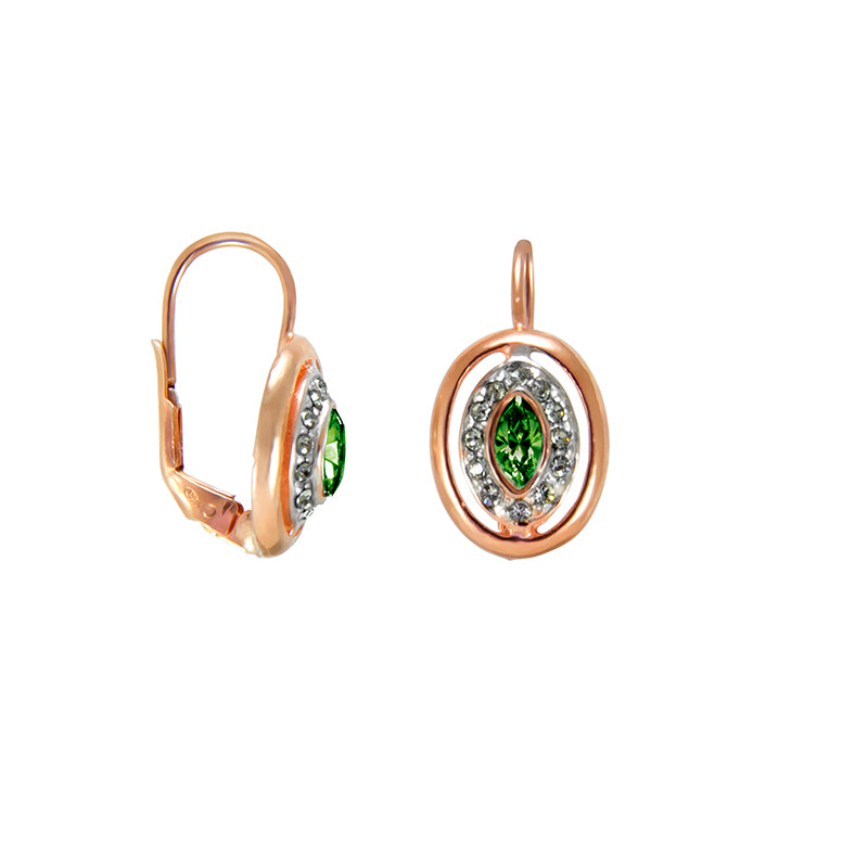 Cut out Oval with Green Crystal Centre