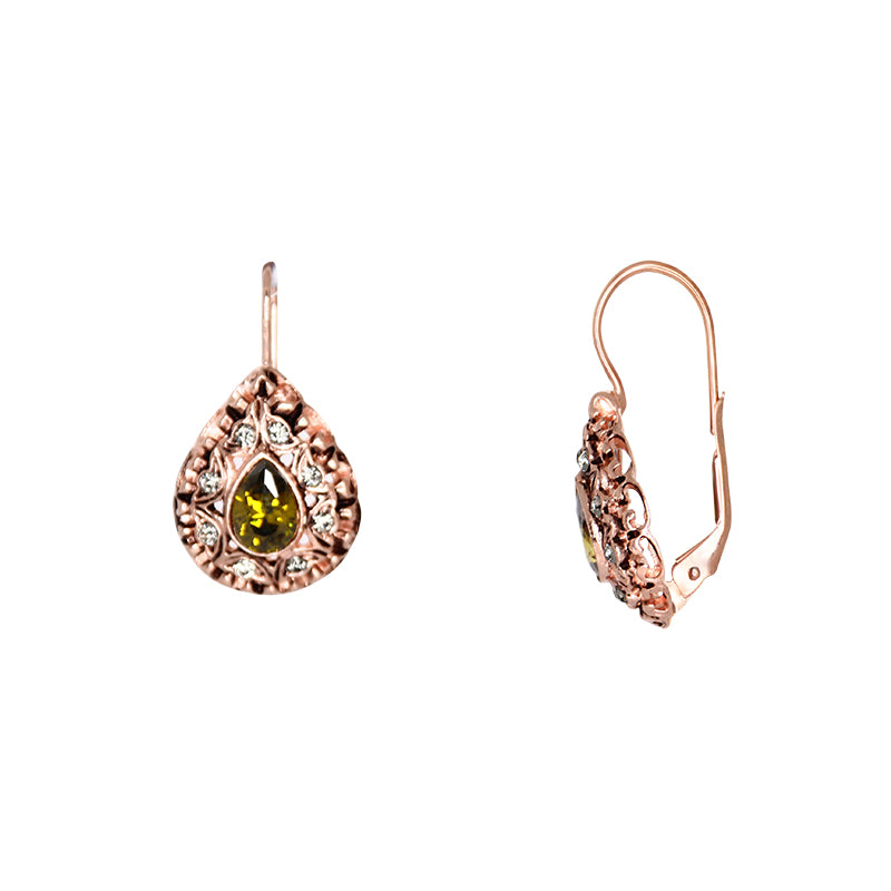 Citrine Ornate Teardrop Earrings