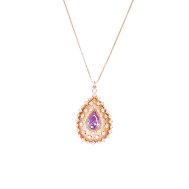 Purple and Bright Crystal Pendant - $196 RRP