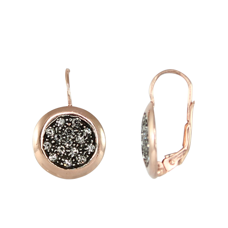 Crystal & Rose Gold Disc Earrings