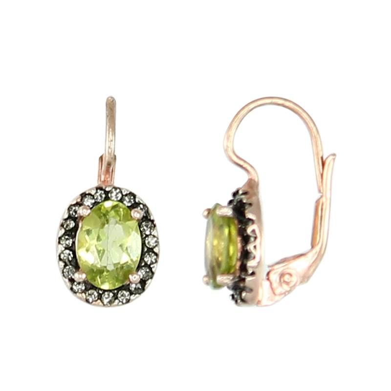 Peridot Oval Drop Earrings