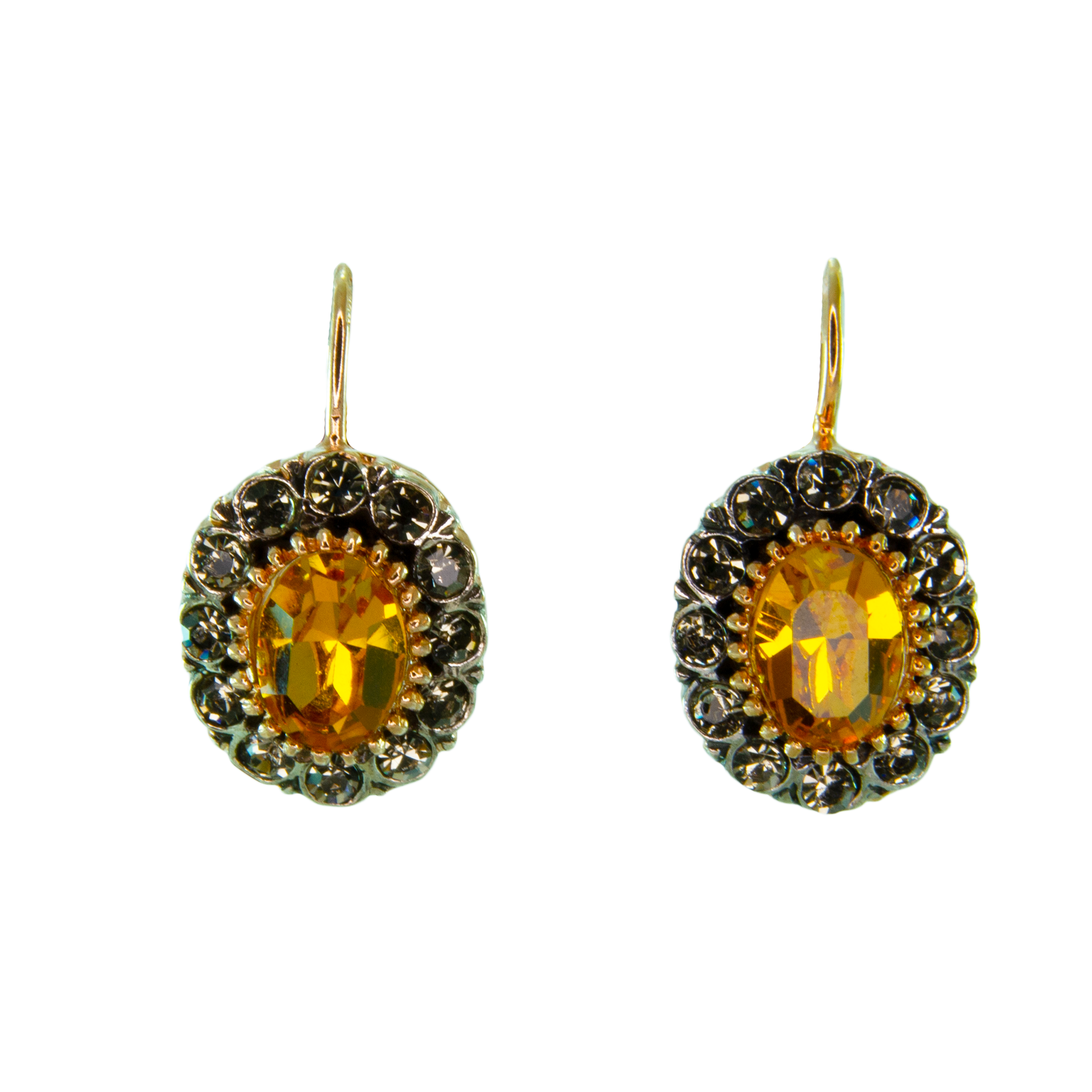 Smokey Topaz Crystal Oval Drop Earrings