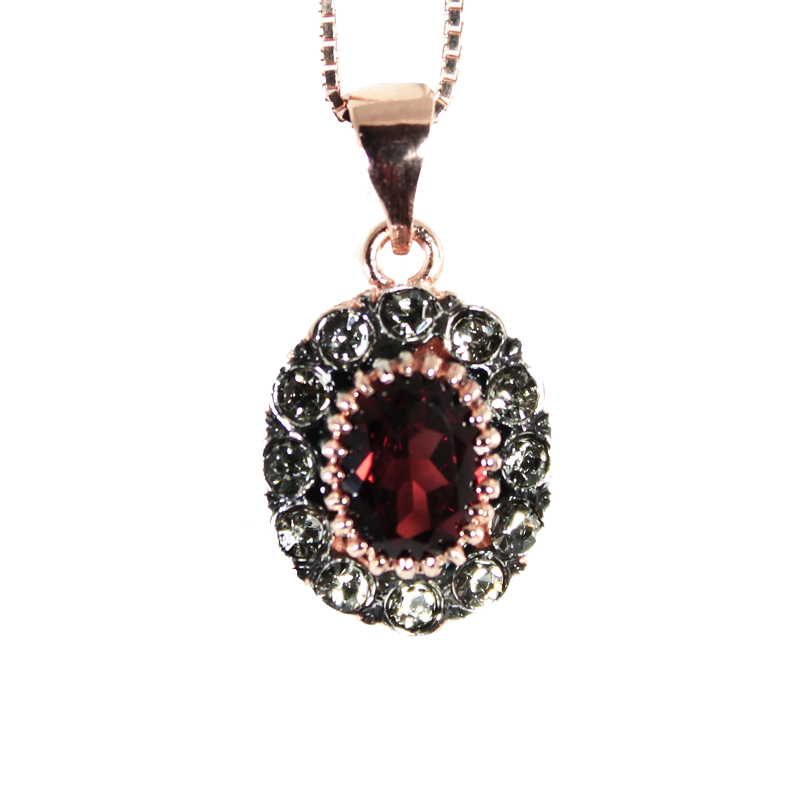 Garnet & Crystal Pendant