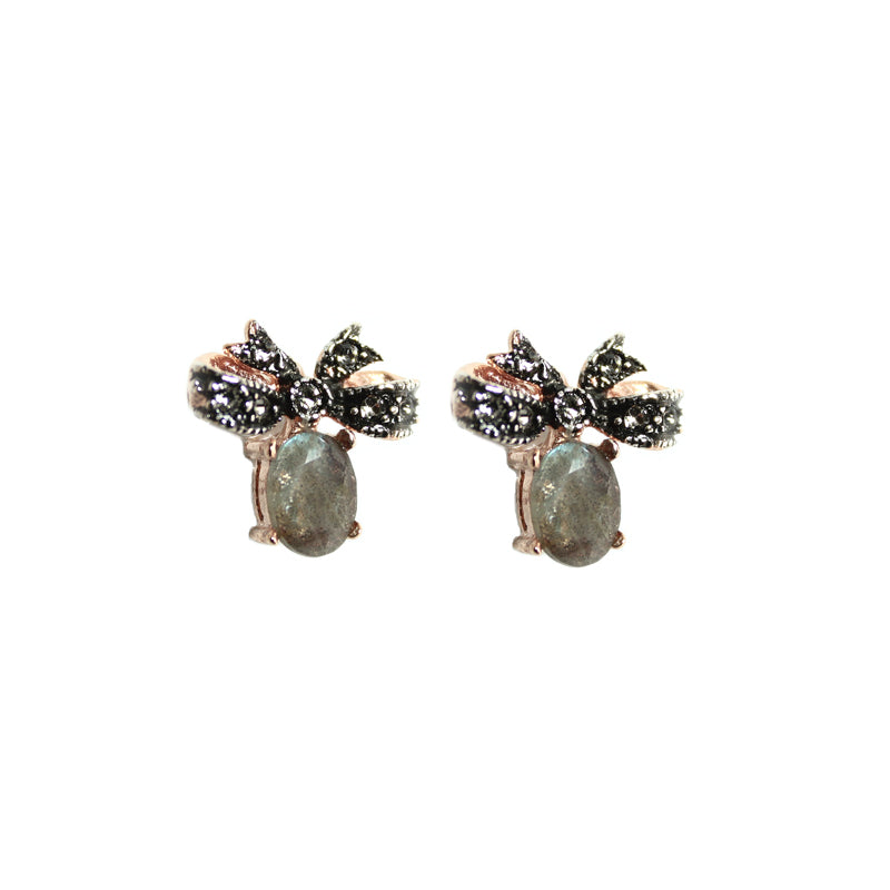 Labradorite Bow Stud Earrings
