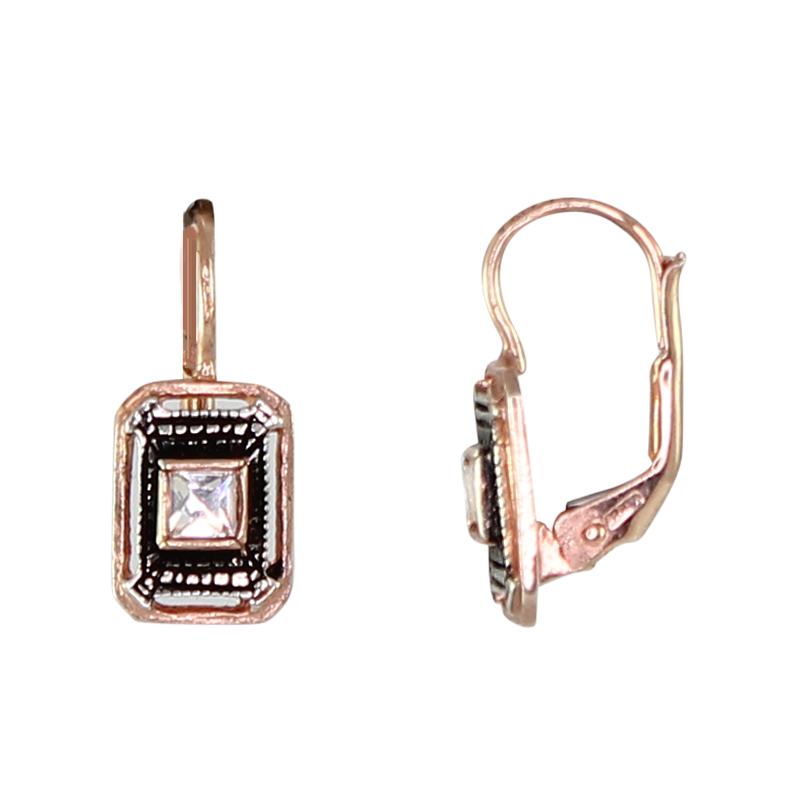 Crystal Rectangle Drop Earrings