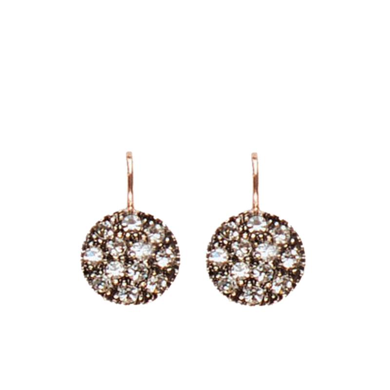 Bright Crystal Round Disc Earrings