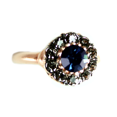 Dark Blue Crystal Circle Ring