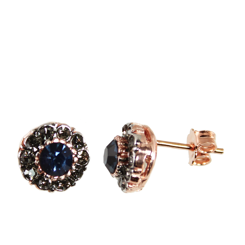 Dark Blue Crystal Stud Earrings