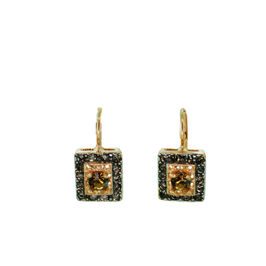 Smoked Topaz Square Drop Earrings