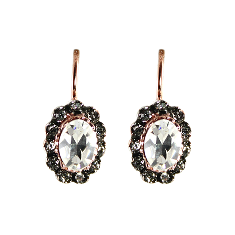 Bright Crystal Oval Drop Earrings