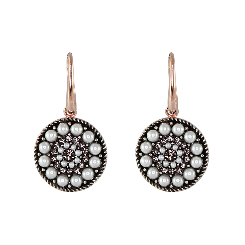 Pearl & Crystal Round Earrings