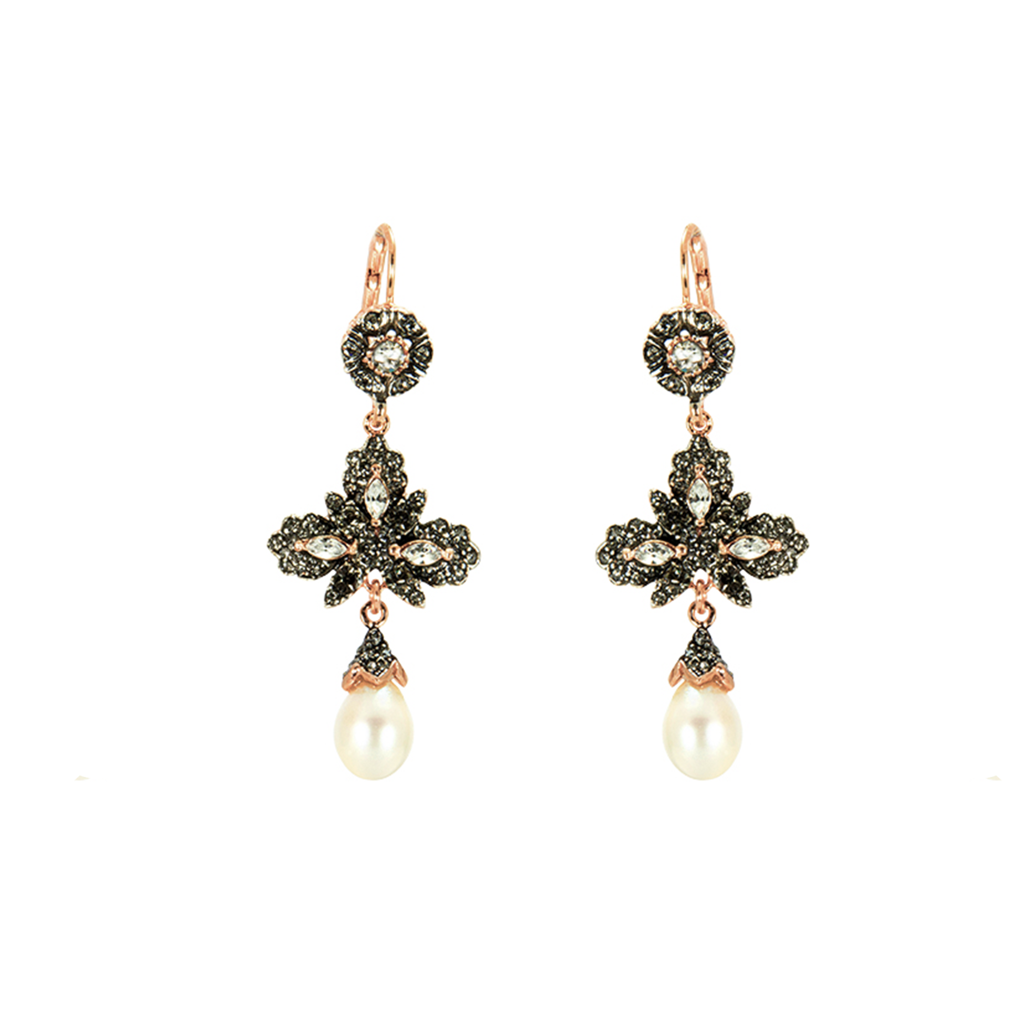 Clear Crystal Fleur de Lis with Teardrop Pearl