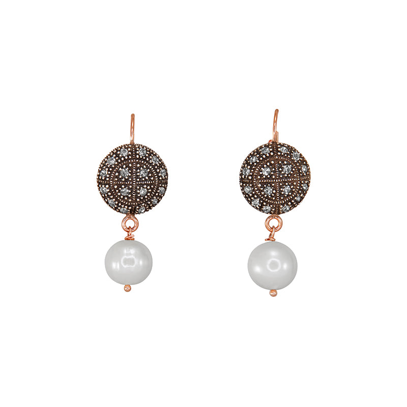 Crystal Circle with Pearl Earring