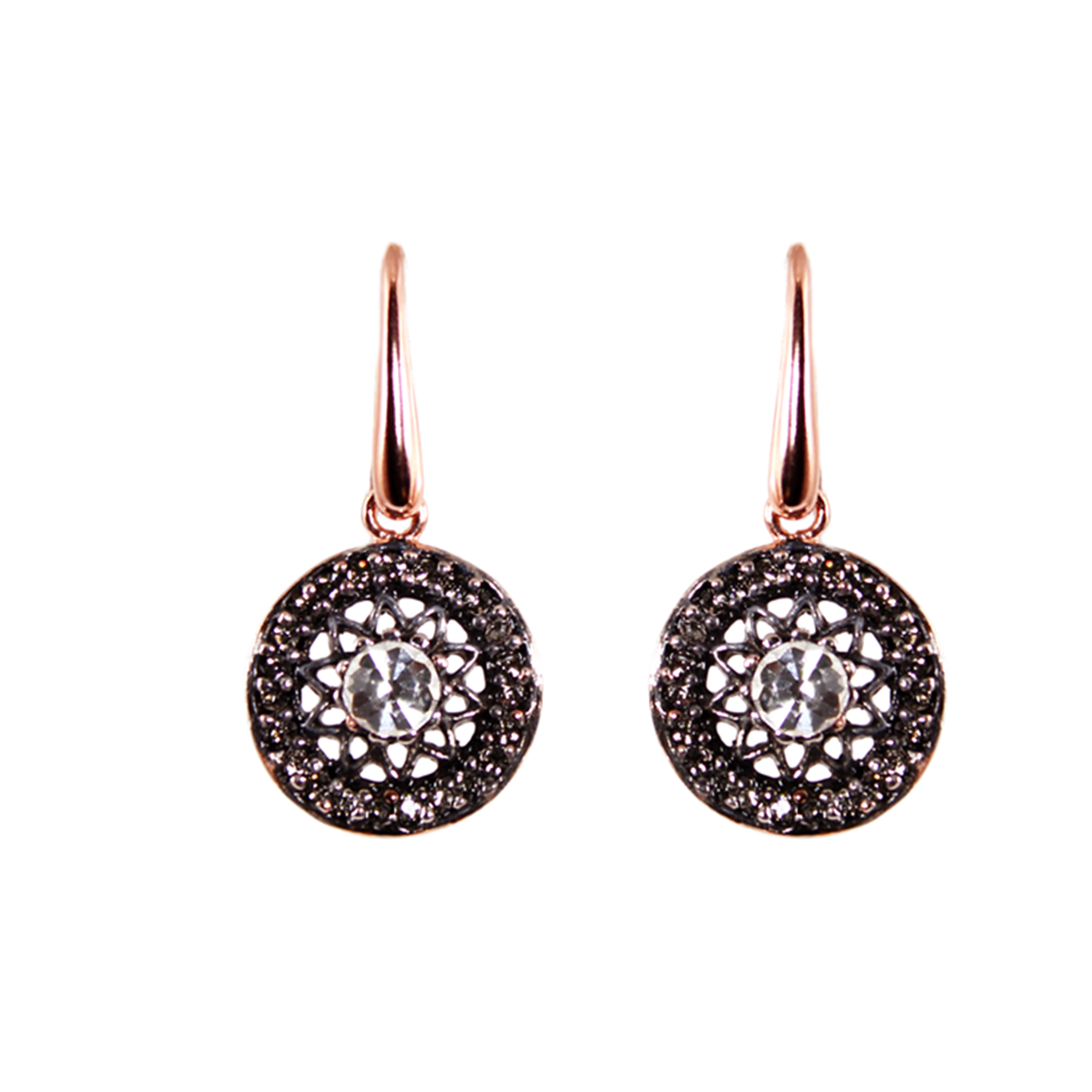 Bright & Fume Crystal Disc Earrings