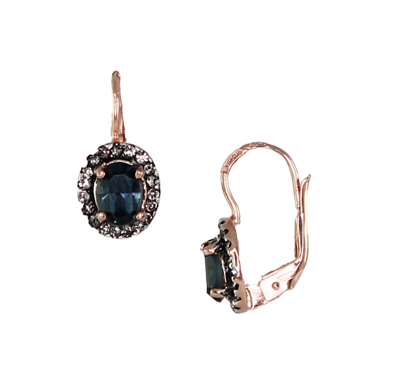 Dark Blue & Fume Crystal Drop Earrings