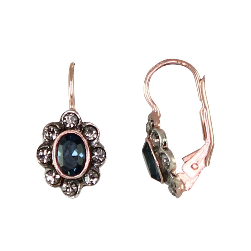 Dark Blue Oval Earrings