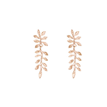 Small Leaf Drop Earrings Rose Gold