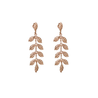 Rose Gold Large Leaf Drop Earrings