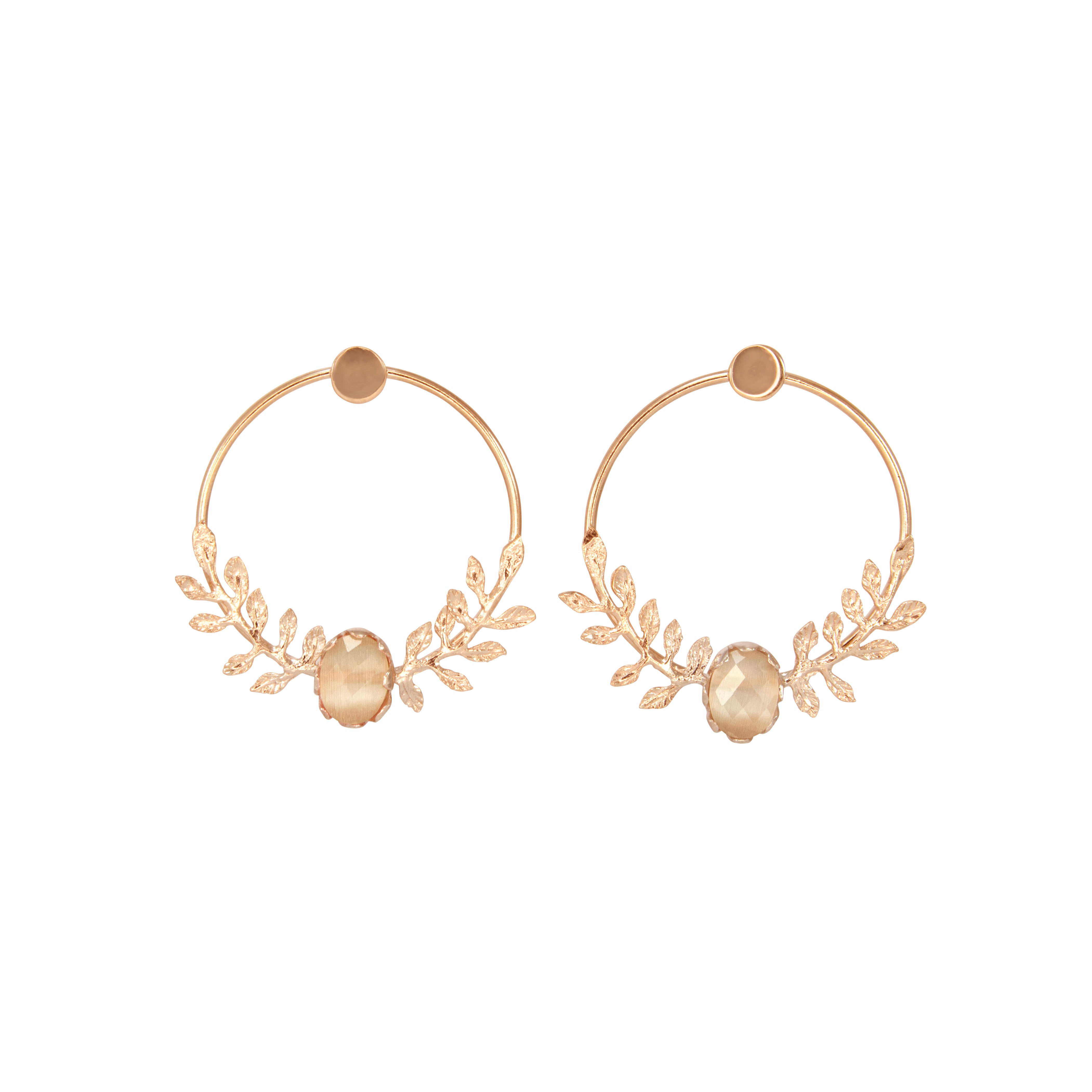 Brown Stone Wreath Earrings
