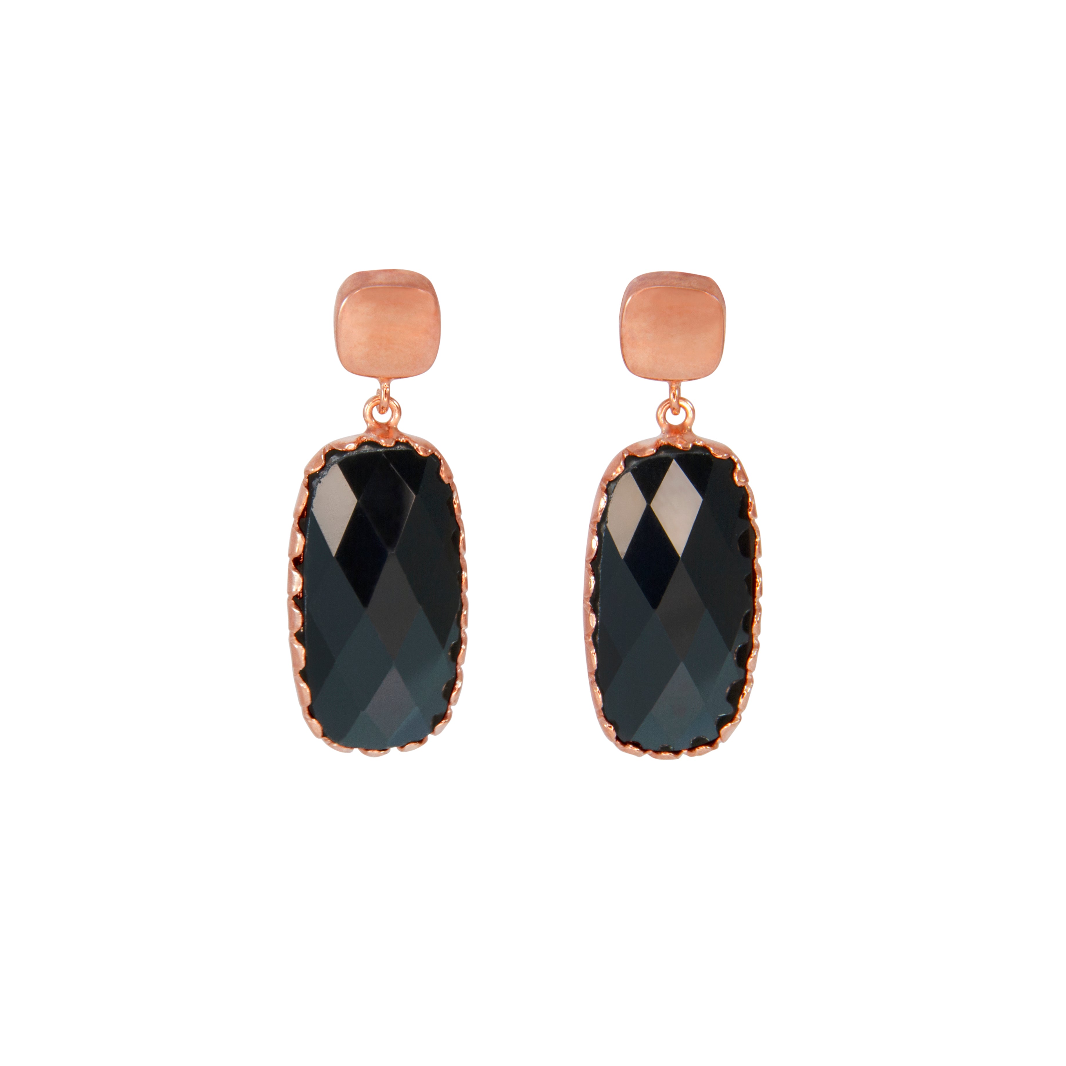 Black Rectangle Drop Earrings