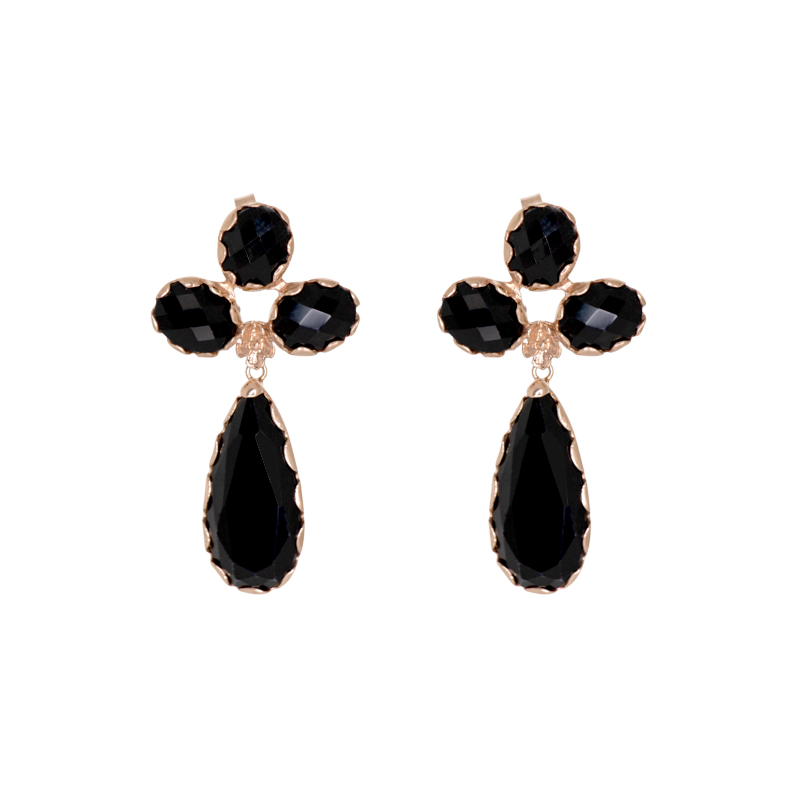 Black Triple Drop Earrings