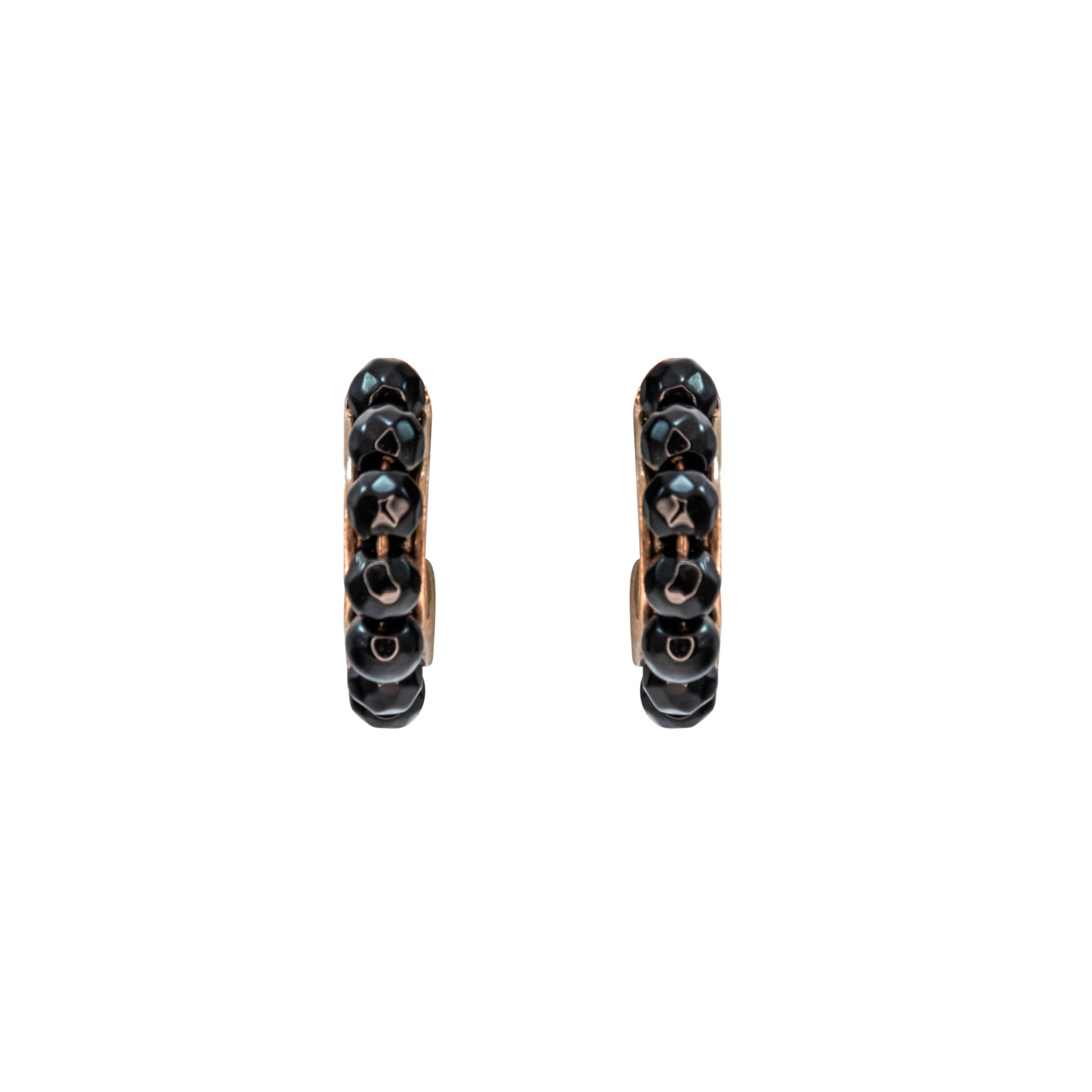 Black Gemstone Hoop Earrings